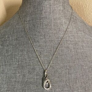 925 Sterling Silver Infinity Teardrop Diamond Accent Necklace 18”